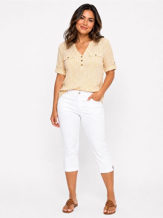 croft & barrow Tops - Croft & Barrow Women's Roll-Tab Sleeve Top – Size Large